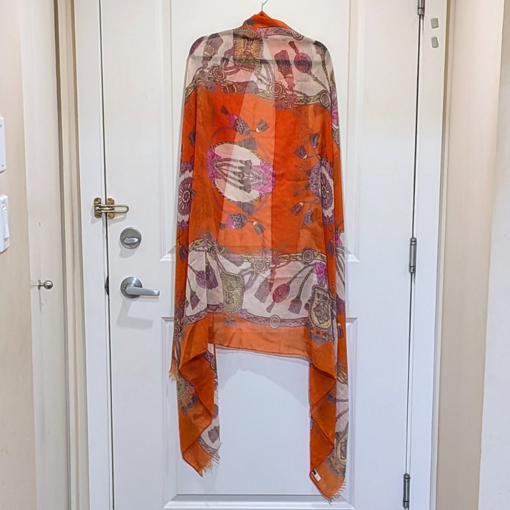 3/$30 EUC Ardene 40"x70" Massive Orange and Purple Sheer Scarf Wrap - Picture 2 of 5